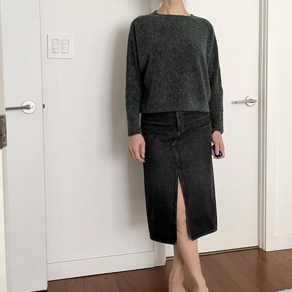 NWT Rag & Bone Kali Denim Pencil Midi Skirt Size 23 Black Gray Sleek Minimalist - Picture 2 of 5